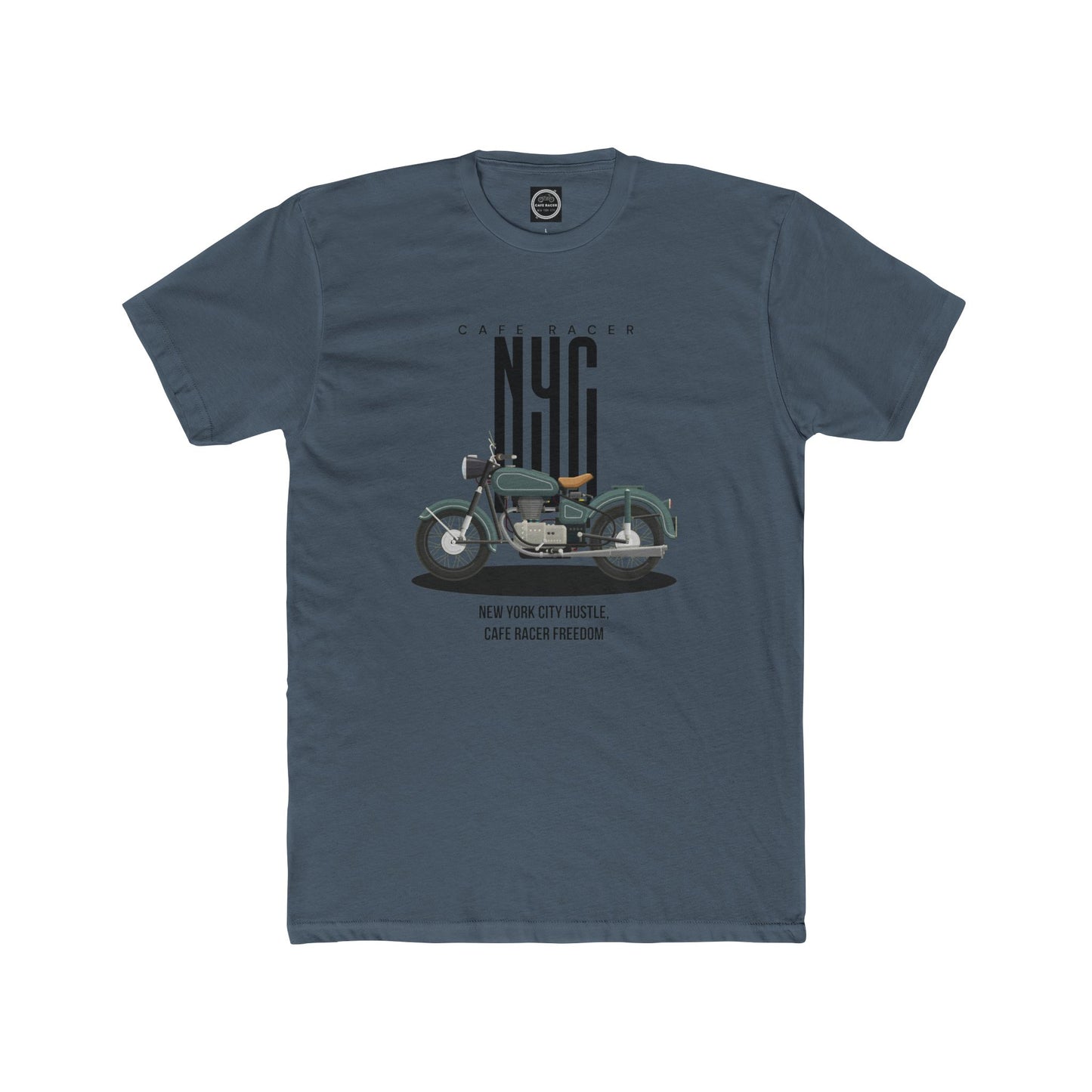 NYC Cafe Racer Unisex Cotton Crew Tee - Vintage Motorcycle Design