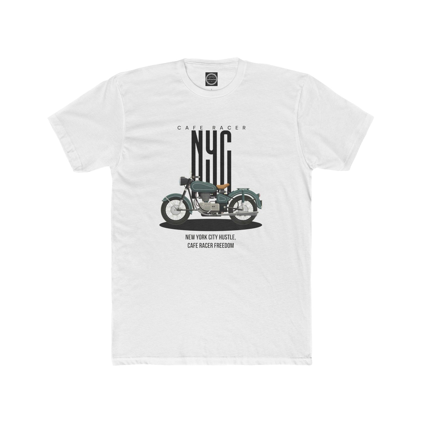 NYC Cafe Racer Unisex Cotton Crew Tee - Vintage Motorcycle Design