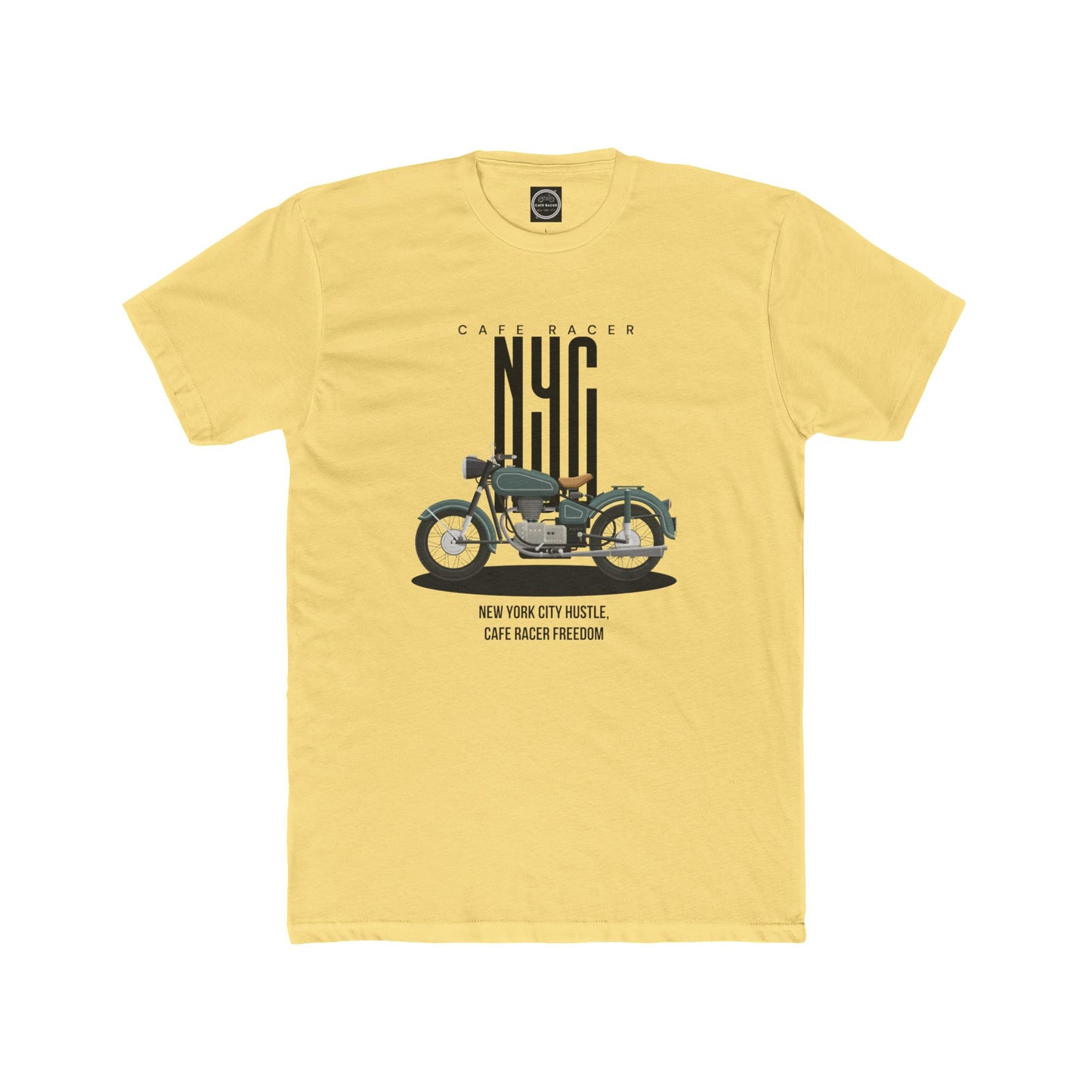 NYC Cafe Racer Unisex Cotton Crew Tee - Vintage Motorcycle Design