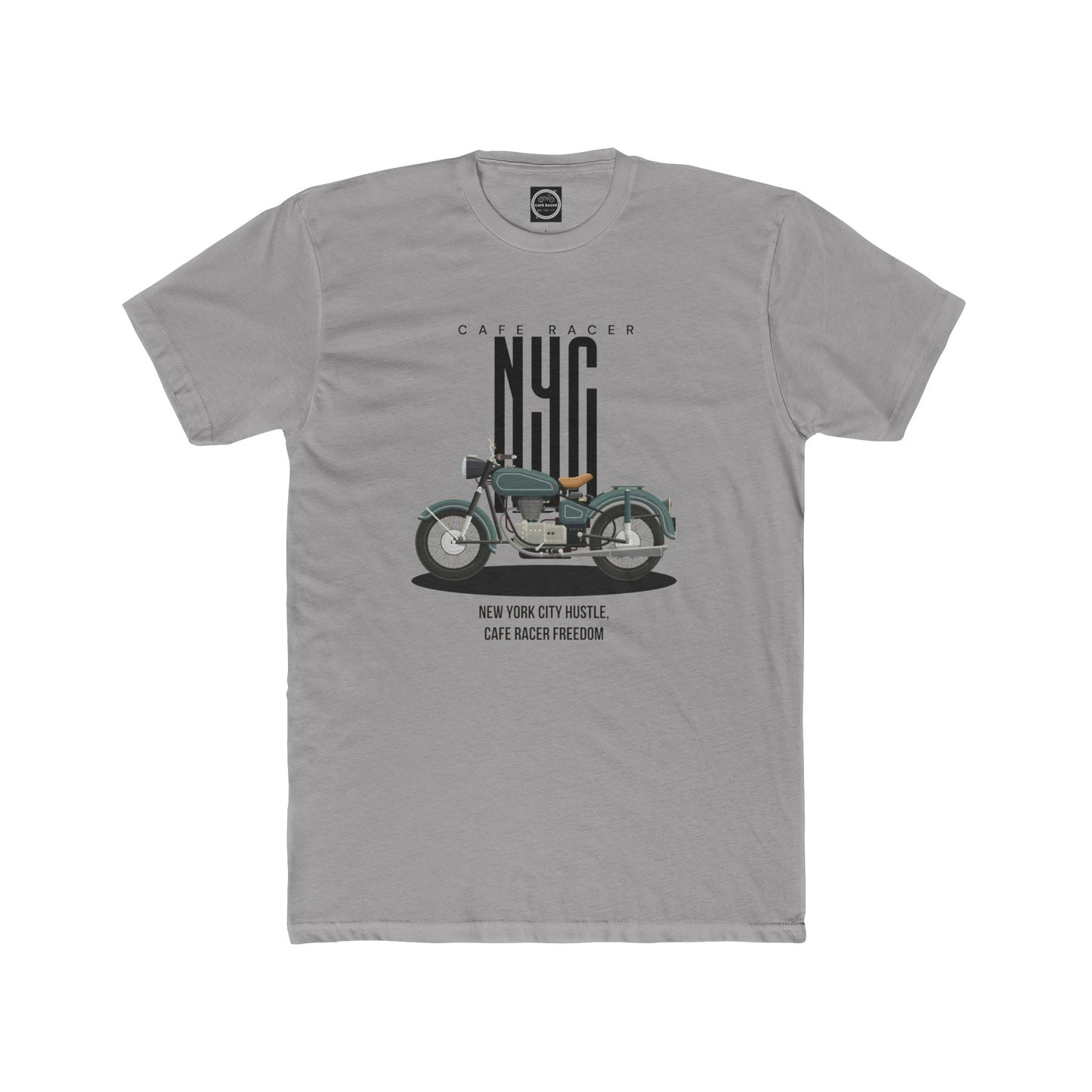 NYC Cafe Racer Unisex Cotton Crew Tee - Vintage Motorcycle Design