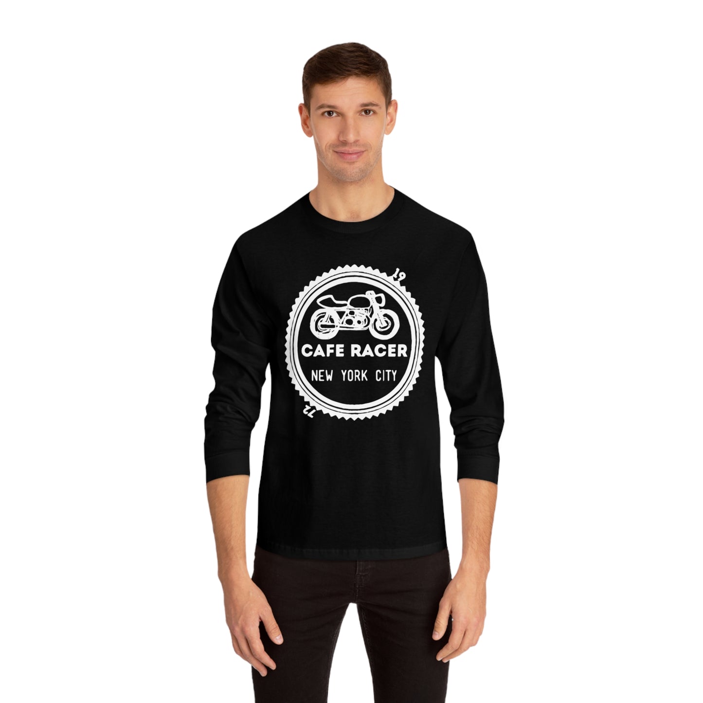 Cafe Racer New York City - White Logo - Unisex Classic Long Sleeve T-Shirt