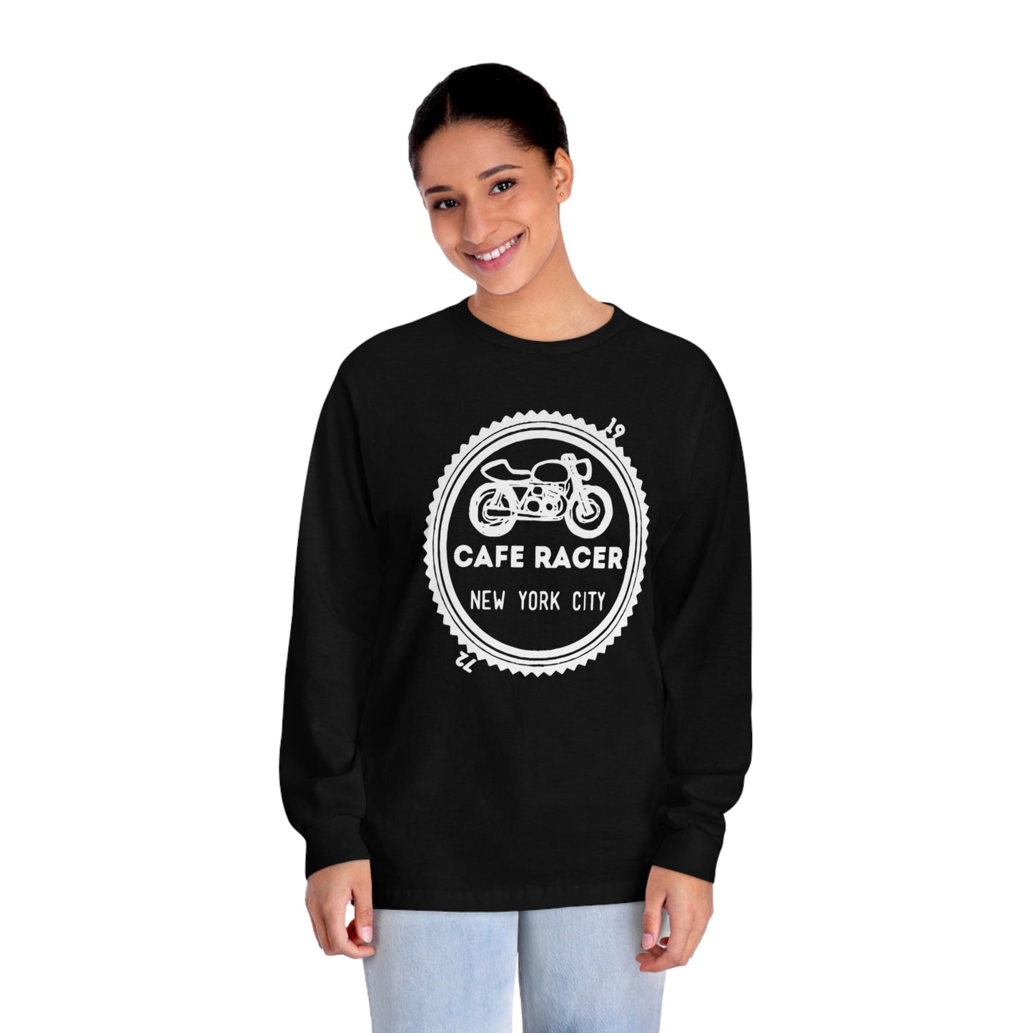 Cafe Racer New York City - White Logo - Unisex Classic Long Sleeve T-Shirt