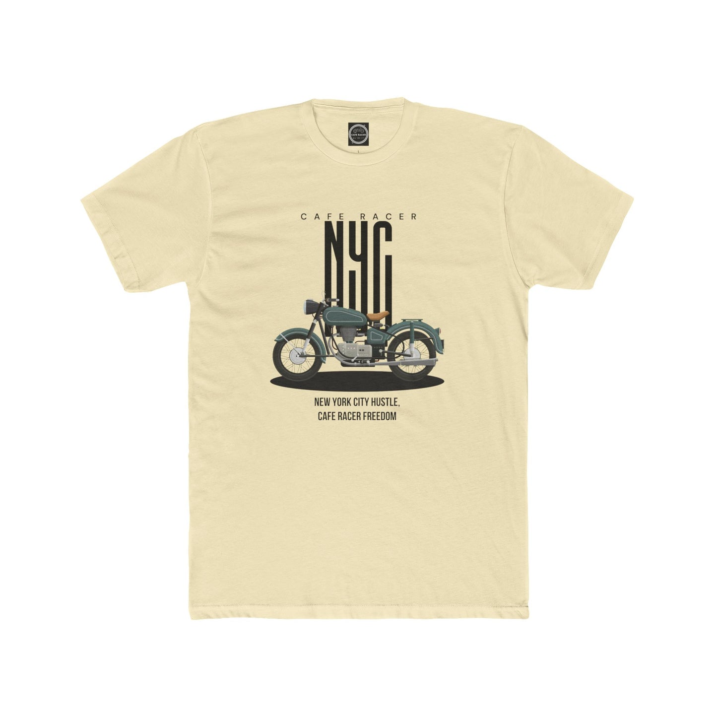 NYC Cafe Racer Unisex Cotton Crew Tee - Vintage Motorcycle Design