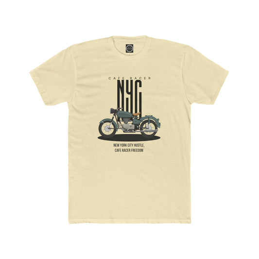 NYC Cafe Racer Unisex Cotton Crew Tee - Vintage Motorcycle Design