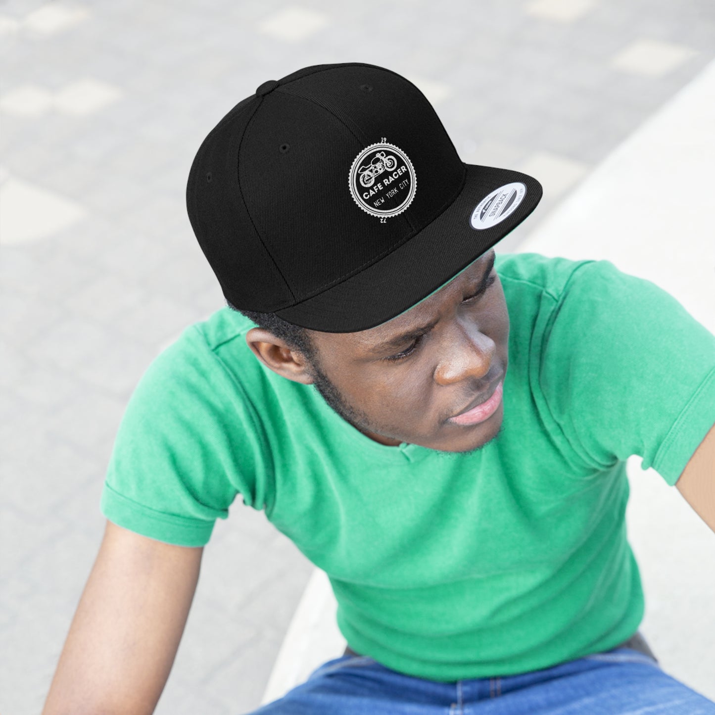 Cafe Racer New York City Hat - Black - Unisex Flat Bill Hat