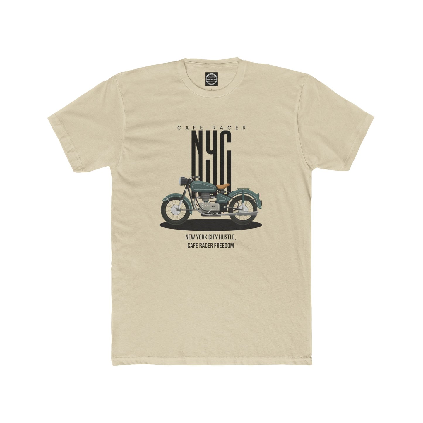 NYC Cafe Racer Unisex Cotton Crew Tee - Vintage Motorcycle Design
